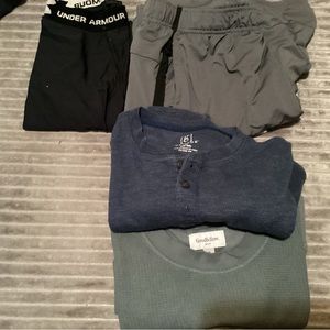 2 long sleeve shirts blue& green